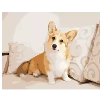 Картина по номерам Strateg Корги на диване DY274 50 x 40 см / Горизонтальная