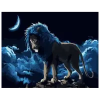 Картина по номерам Strateg Лев под луной DY197 50 x 40 см / Горизонтальная