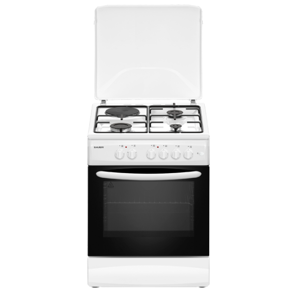 Aragaz Bauer TE 6631 WI Pe gaz/ White/  photo 1 Aragaz Bauer TE 6631 WI Pe gaz/ White/  photo 1