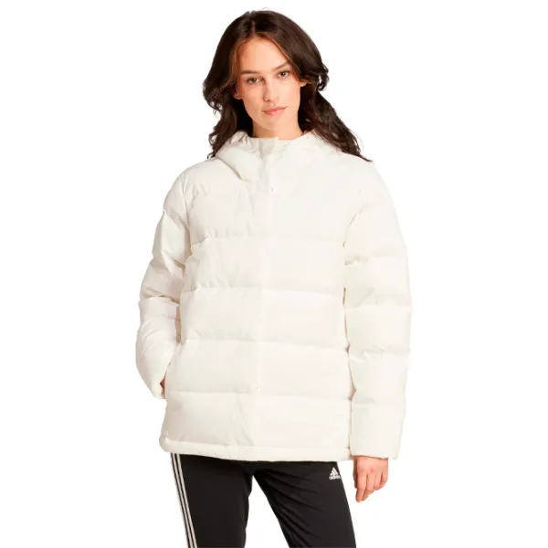 Scurtă pentru femei Adidas W Helionic Hooded Jacket Toamnă - Iarnă / Beige photo 2