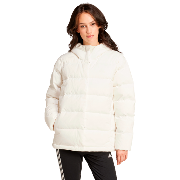 Scurtă pentru femei Adidas W Helionic Hooded Jacket Toamnă - Iarnă / Beige photo 2