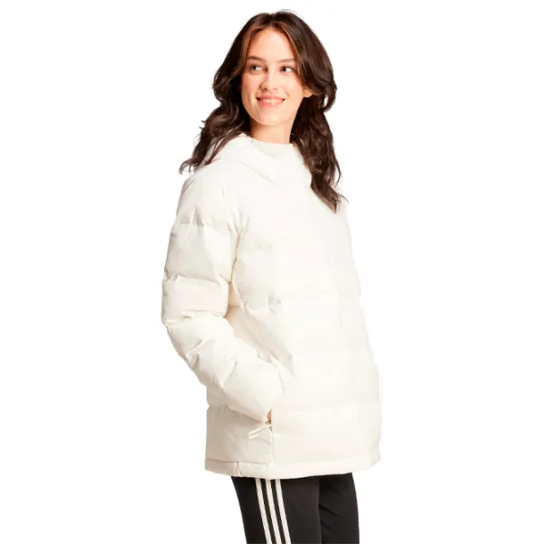 Scurtă pentru femei Adidas W Helionic Hooded Jacket Toamnă - Iarnă / Beige photo 4