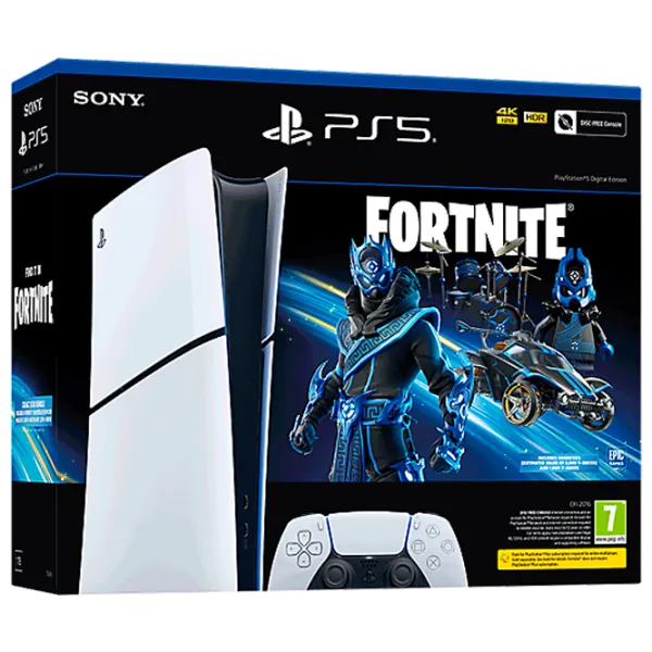 Sony PlayStation 5 Slim Digital Fortnite Cobalt Star Bundle 1 TB / White photo 1