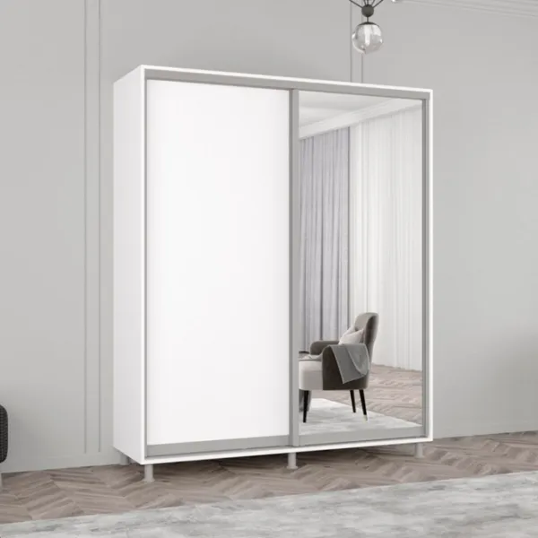 Шкаф Mobildor-Lux Aron 190 x 60см x 240 / ЛДСП / Белый photo 2