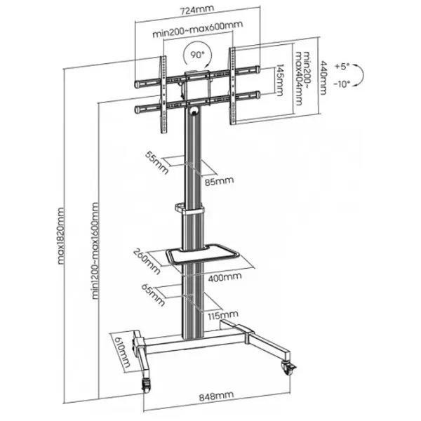 Кронштейн ТВ Reflecta Elegant 86P-Shelf VESA 600 x 400 мм photo 9