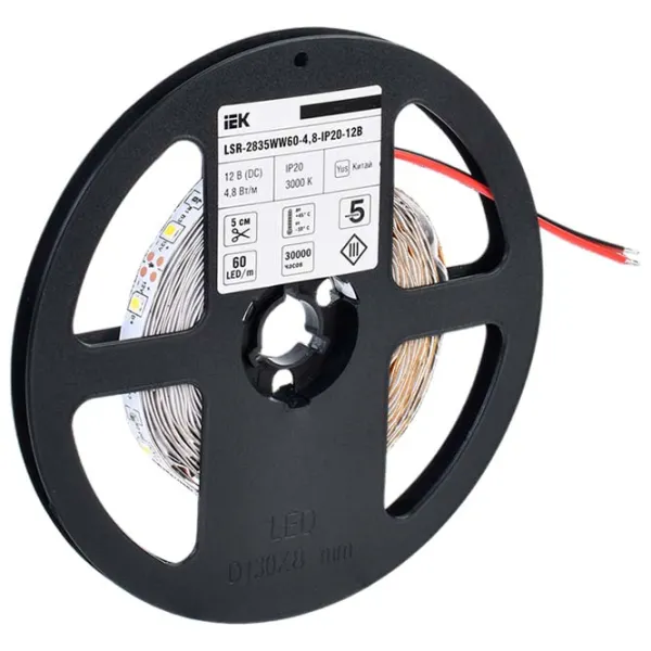 Светодиодная лента IEK LSR-2835WW60-4,8-IP20-12В 5 м / Белый photo 2 Светодиодная лента IEK LSR-2835WW60-4,8-IP20-12В 5 м / Белый photo 2