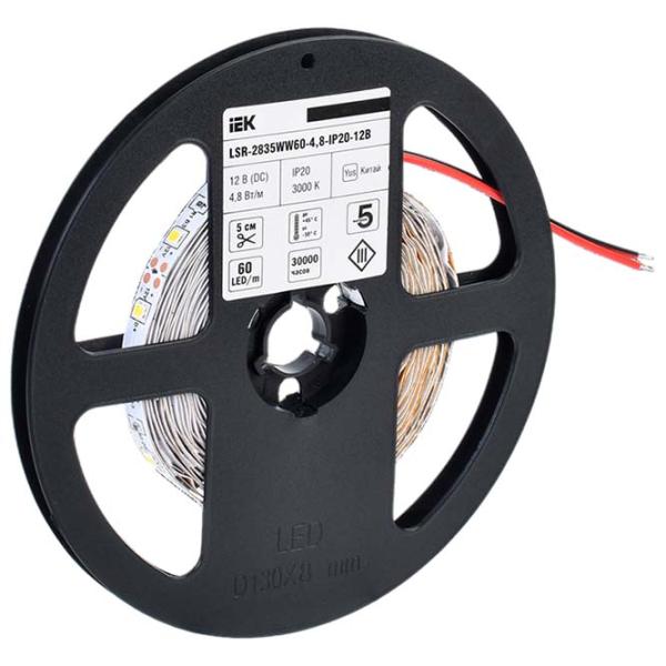 Светодиодная лента IEK LSR-2835WW60-4,8-IP20-12В 5 м / Белый photo 2 Светодиодная лента IEK LSR-2835WW60-4,8-IP20-12В 5 м / Белый photo 2