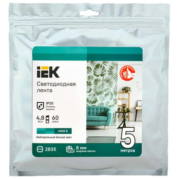 Bandă Led IEK LSR-2835NW60-4,8-IP20-12В 5 m / White photo 1 Bandă Led IEK LSR-2835NW60-4,8-IP20-12В 5 m / White photo 1