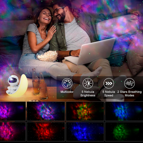 Проектор звезд Starry Sky Astronaut Colorful Moon  3+ / Черный Белый photo 3