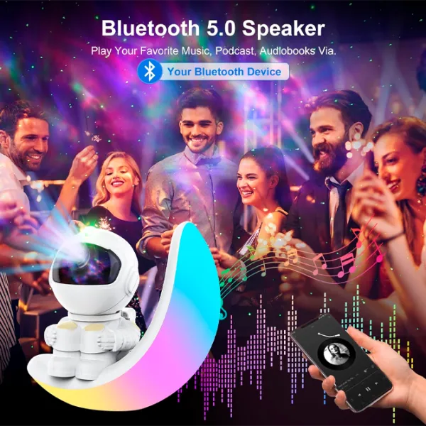 Проектор звезд Starry Sky Astronaut Colorful Moon  3+ / Черный Белый photo 5
