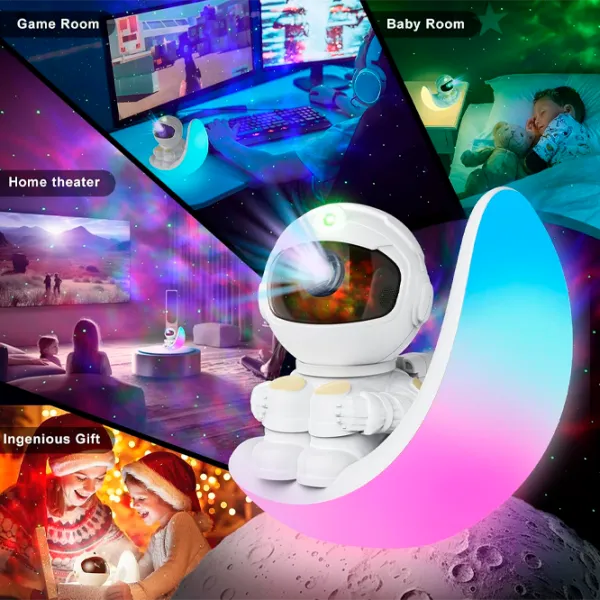 Проектор звезд Starry Sky Astronaut Colorful Moon  3+ / Черный Белый photo 8