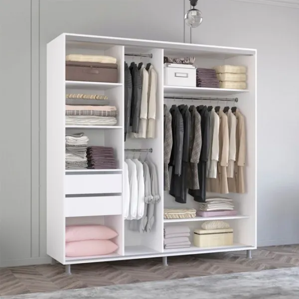 Шкаф Mobildor-Lux Aron 180 x 60см x 210 / ЛДСП / Белый photo 2