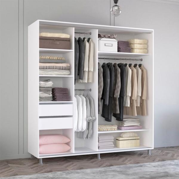 Шкаф Mobildor-Lux Aron 180 x 60см x 210 / ЛДСП / Белый photo 2