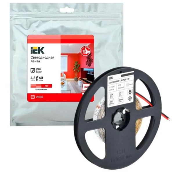 Bandă Led IEK LSR-2835R60-4,8-IP20-12В 5 m / Red photo 5 Bandă Led IEK LSR-2835R60-4,8-IP20-12В 5 m / Red photo 5