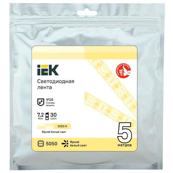 Светодиодная лента IEK LSR-5050WW30-7,2-IP20-12В 5 м / Белый photo 1 Светодиодная лента IEK LSR-5050WW30-7,2-IP20-12В 5 м / Белый photo 1