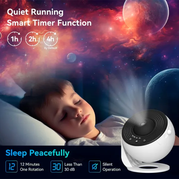 Проектор звезд Starry Sky Planetarium Galaxy Night Light 13 in 1  3+ / Черный Белый photo 5