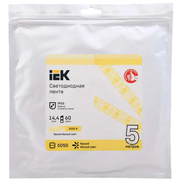 Bandă Led IEK LSR-5050WW60-14,4-IP65-12В 5 m / White photo 1 Bandă Led IEK LSR-5050WW60-14,4-IP65-12В 5 m / White photo 1