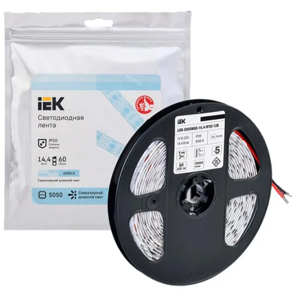 Bandă Led IEK LSR-5050W60-14,4-IP20-12В 5 m / White photo 4 Bandă Led IEK LSR-5050W60-14,4-IP20-12В 5 m / White photo 4