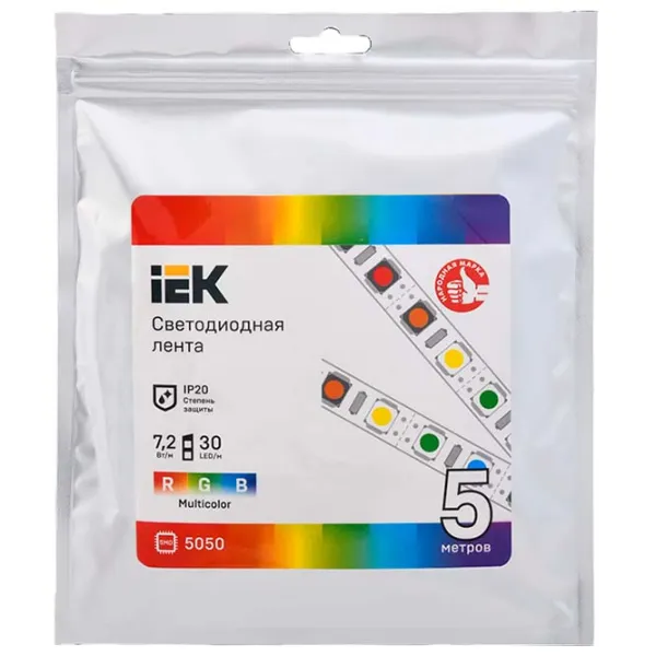 Светодиодная лента IEK LSR-5050RGB30-7,2-IP20-12В 5 м / РГБ photo 1 Светодиодная лента IEK LSR-5050RGB30-7,2-IP20-12В 5 м / РГБ photo 1
