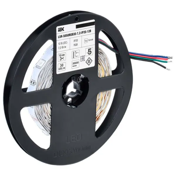 Светодиодная лента IEK LSR-5050RGB30-7,2-IP20-12В 5 м / РГБ photo 2 Светодиодная лента IEK LSR-5050RGB30-7,2-IP20-12В 5 м / РГБ photo 2