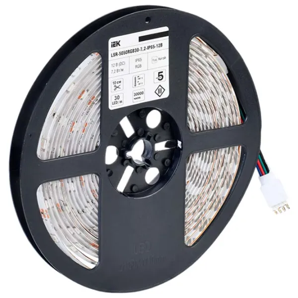 Bandă Led IEK LSR-5050RGB30-7,2-IP65-12В 5 m / RGB photo 3 Bandă Led IEK LSR-5050RGB30-7,2-IP65-12В 5 m / RGB photo 3