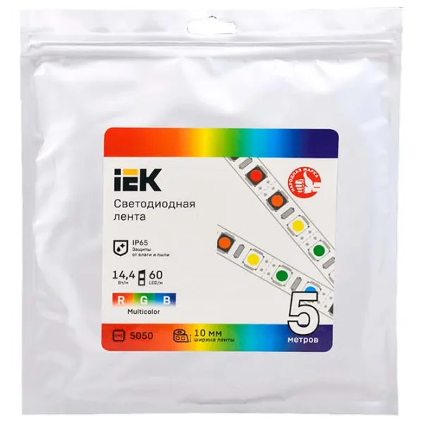 Bandă Led IEK LSR-5050RGB60-14,4-IP65-12В 5 m / RGB photo 1 Bandă Led IEK LSR-5050RGB60-14,4-IP65-12В 5 m / RGB photo 1