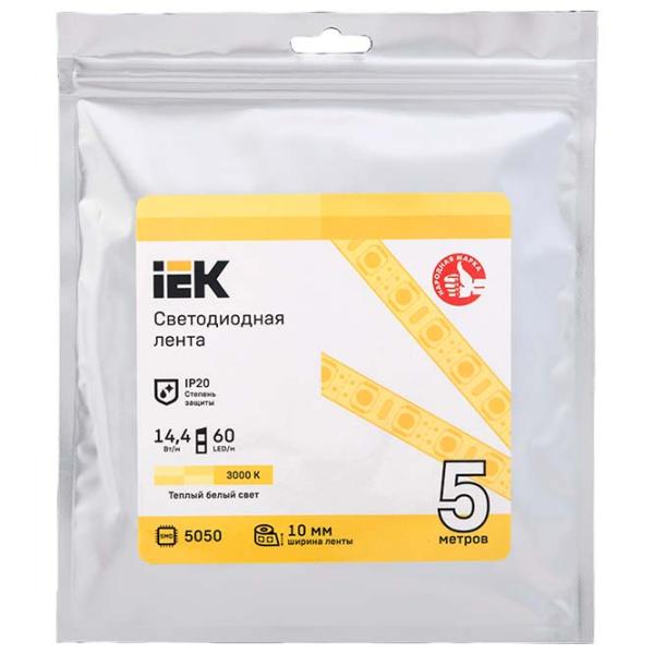Светодиодная лента IEK LSR-5050WW60-14,4-IP20-12V 5 м / Белый photo 1