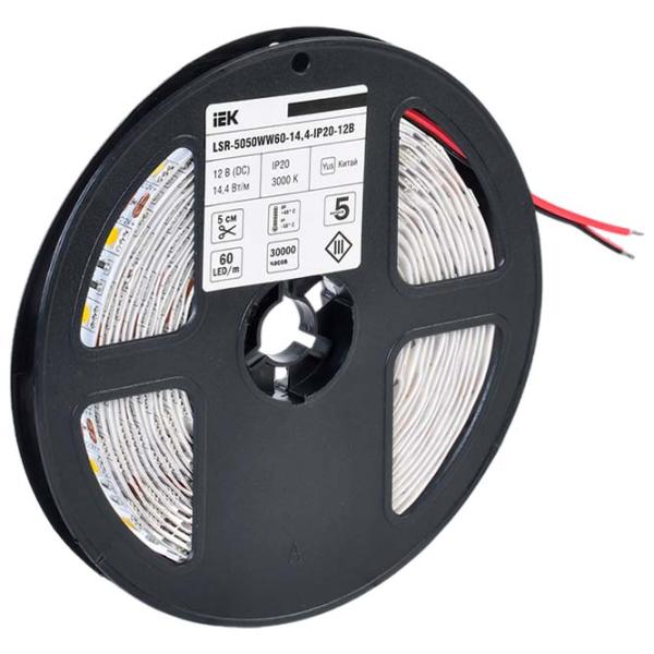 Светодиодная лента IEK LSR-5050WW60-14,4-IP20-12V 5 м / Белый photo 2