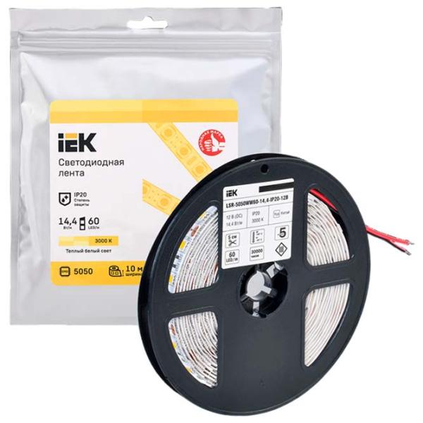 Светодиодная лента IEK LSR-5050WW60-14,4-IP20-12V 5 м / Белый photo 4
