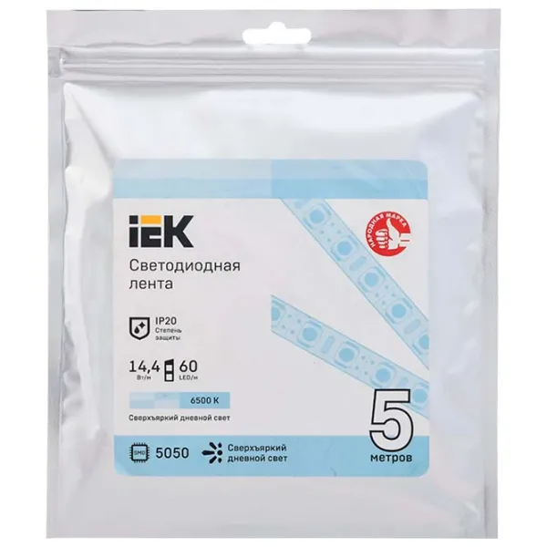 Светодиодная лента IEK LSR-5050W60-14,4-IP20-12V 5 м / Белый photo 1