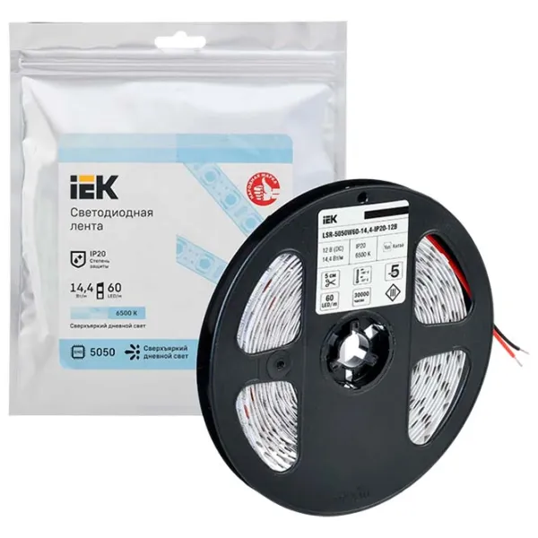 Светодиодная лента IEK LSR-5050W60-14,4-IP20-12V 5 м / Белый photo 5