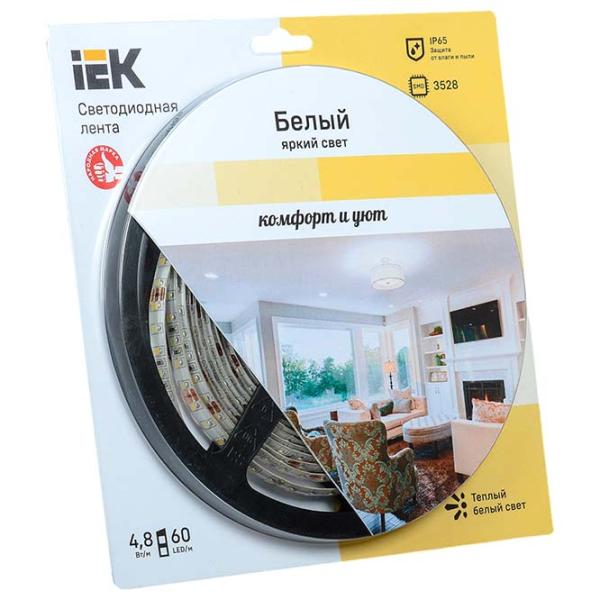 Светодиодная лента IEK LSR-3528WW60-4.8-IP65-12V 5 м / Белый photo 1
