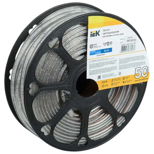 Bandă Led IEK LSR-2835B60-4,8-IP67-220В 50 m / Blue photo 1 Bandă Led IEK LSR-2835B60-4,8-IP67-220В 50 m / Blue photo 1