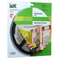 Светодиодная лента IEK LSR-3528G60-4.8-IP65-12V 5 м / Зеленый