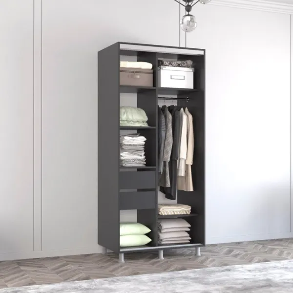 Шкаф Mobildor-Lux Aron 170 x 60см x 200 / ЛДСП / Antracit photo 3