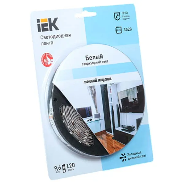 Bandă Led IEK LSR-3528W-WW120-9,6-IP20-12V 5 m / White photo 1