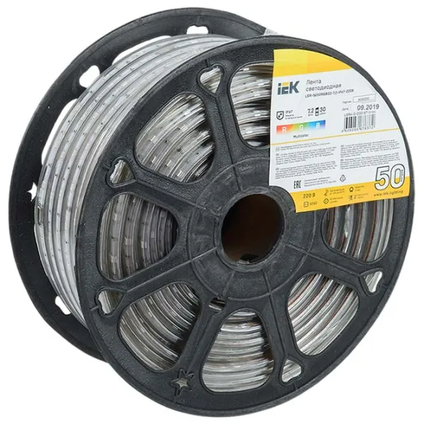 Светодиодная лента IEK LSR-5050RGB30-7,2-IP67-220В 50 м / РГБ photo 1 Светодиодная лента IEK LSR-5050RGB30-7,2-IP67-220В 50 м / РГБ photo 1