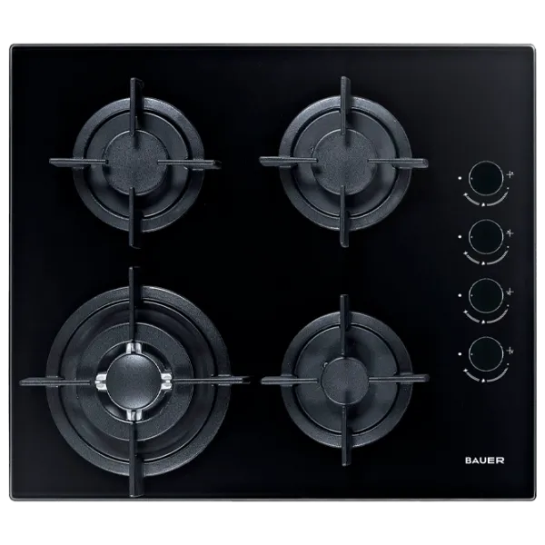 Plită încorporabilă pe gaz Bauer GH-604 BG05 Sticlă călită / Black photo 1