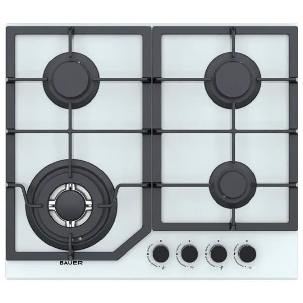 Plită încorporabilă pe gaz Bauer GH-604 BG02-RW Sticlă călită / White photo 1