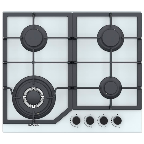 Plită încorporabilă pe gaz Bauer GH-604 BG02-RW Sticlă călită / White photo 1