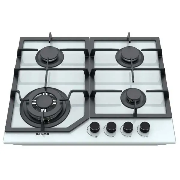 Plită încorporabilă pe gaz Bauer GH-604 BG02-RW Sticlă călită / White photo 2