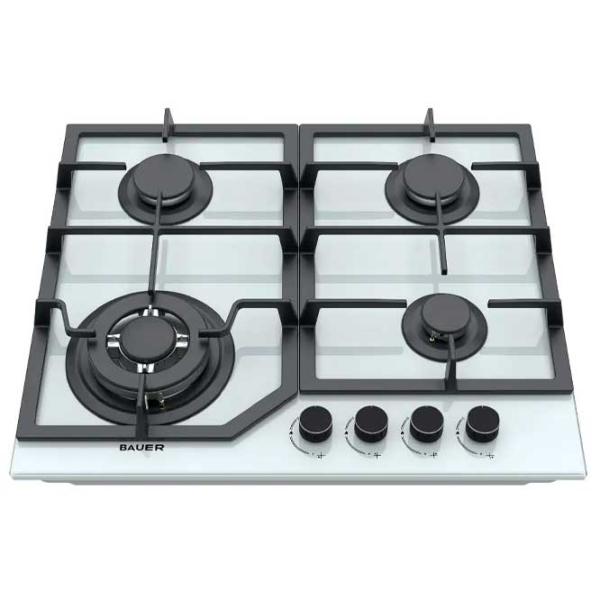 Plită încorporabilă pe gaz Bauer GH-604 BG02-RW Sticlă călită / White photo 2