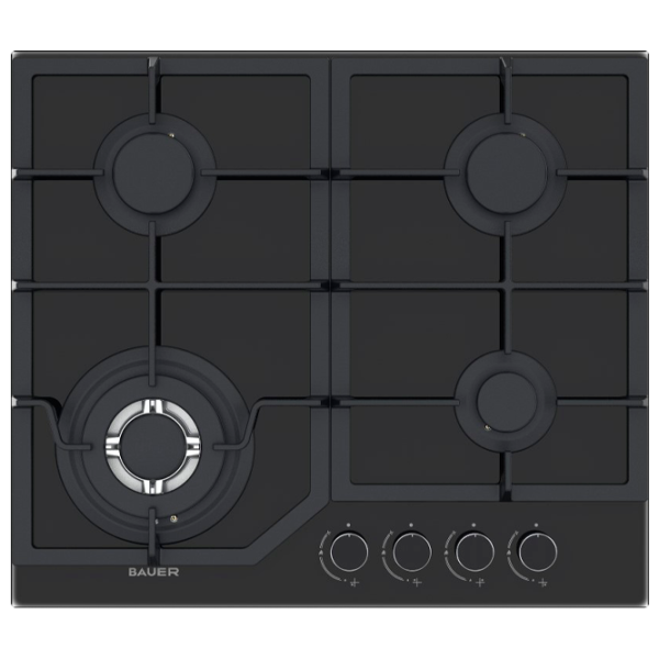 Plită încorporabilă pe gaz Bauer GH-604 BG02-R Sticlă călită / Black photo 1