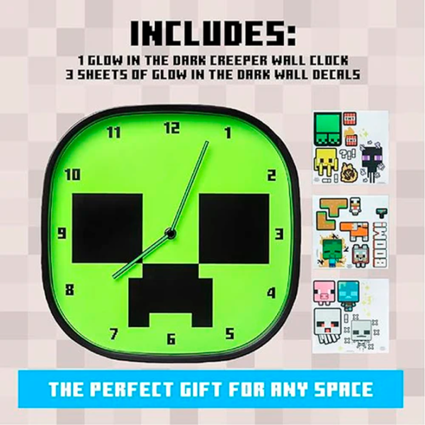 Ceas Paladone Creeper Glow In The Dark PP12045MCF Minecraft / Black Green photo 2