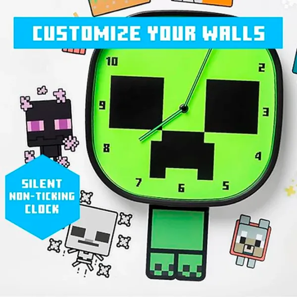Ceas Paladone Creeper Glow In The Dark PP12045MCF Minecraft / Black Green photo 3