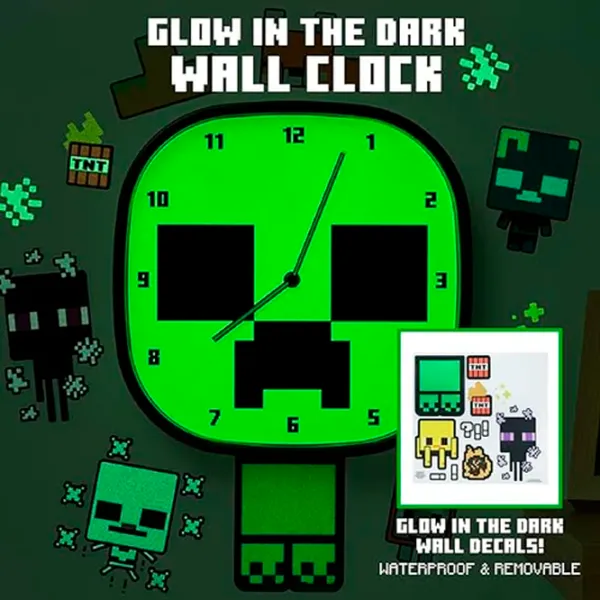 Ceas Paladone Creeper Glow In The Dark PP12045MCF Minecraft / Black Green photo 4