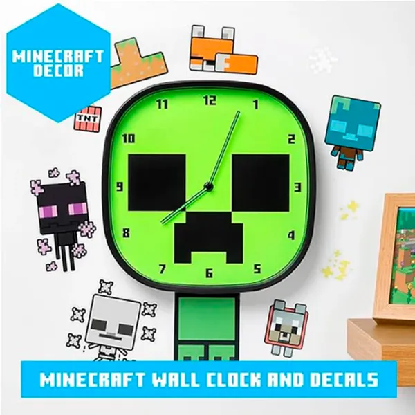 Ceas Paladone Creeper Glow In The Dark PP12045MCF Minecraft / Black Green photo 5
