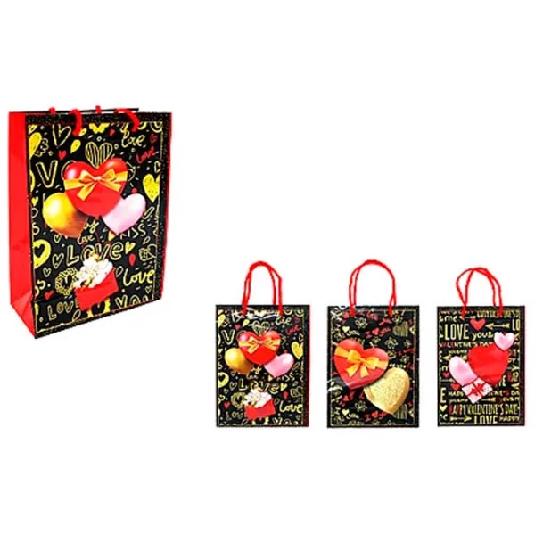 Pungă pentru cadou Sf.Valentine "Inimi si ornamente" Carton / Universal photo 1