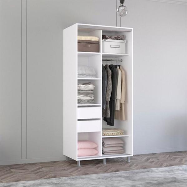 Шкаф Mobildor-Lux Aron 180 x 60см x 210 / ЛДСП / Белый photo 2