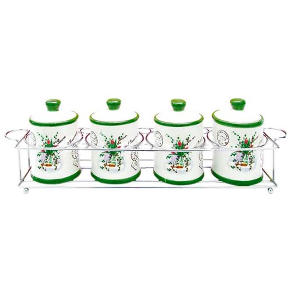 Set pentru condimente Maestro Mr-20065-04CS Ceramică / White-Green photo 1
